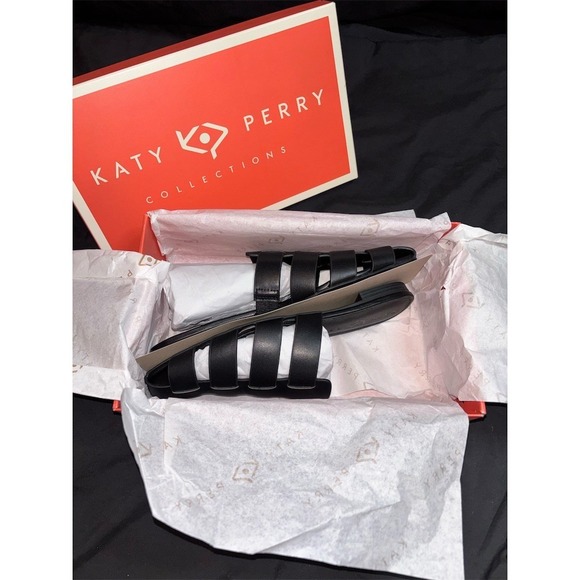 Katy Perry Collections Shoes - Katy Perry Sandals confident fisherman 9  Black Woven Cage Slide Slip-On Flats